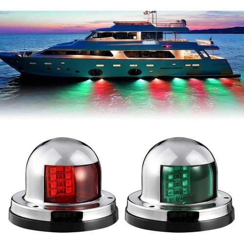 2 Pcs 12v Marine Bateau Yacht Lumière Led Étrave Feux De Navigation Pont Montage Rouge Vert Côté Bâbord Tribord