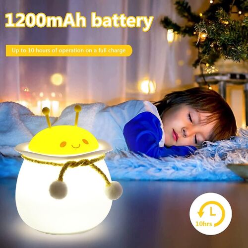 Veilleuse Pour Enfants,Mignon Petite Abeille Veilleuse,Lampe De Chambre De Bébé Avec Capteur Tactile,7 Color Chan