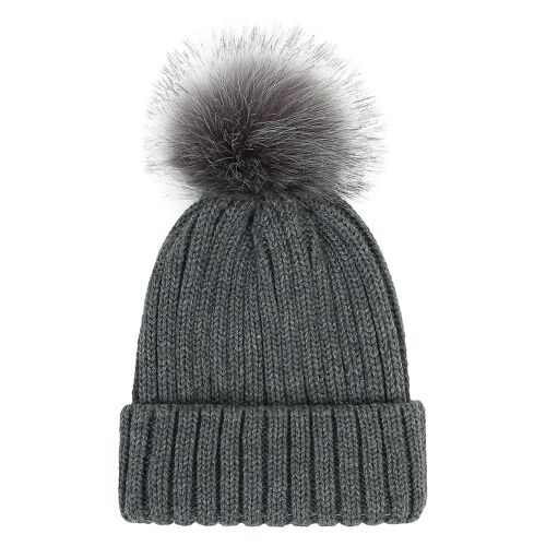 Bonnet D'hiver Pour Femmes Doublé De Coton Faux Peluche Pom Pom Chapeau Chaud En Tricot Épais Tête De Mort Pour Femmes,En Plein Air
