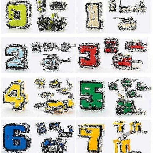 Créatif Assemblage Figure Nombre Transformation Robot Blocs Éducatifs10pcs