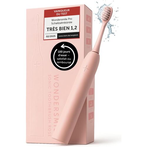 Brosse À Dents Sonique Pro - Vainqueur Du Test 2023-100 Jours D'essai Sans Risque - Brosse À Dents Électrique Avec 4 Programmes De Nettoyage Et Têtes (Atomic Rose)