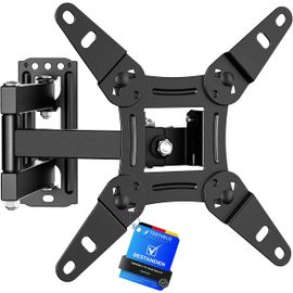 Support Mural Tv 13-43 Pouces - Fixation Murale Tv Peut Contenir Jusqu'À 20Kg, Accroche Television Mural Orientable (± 90°), Incline (+ 8°, -12°) Et Étend, Support Vesa Pour Tv Plat/Incurvé