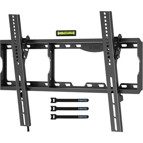 SUBZONAL-Support Mural TV pour Téléviseurs 17-86 Pouces Plasma OLED LCD LCD Incurvés/Plats, Support TV Mural inclinable jusqu'à 75 kg, VESA 600 x 400 mm, Niveau à Bulle et Attaches de Câble Inclus