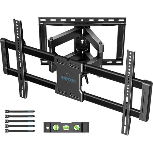 Support Mural TV pour Téléviseurs de 37-85 Pouces, Fixation Murale TV Peut Contenir Jusqu'à 60kg, Support TV Pivotant et Inclinable avec Bras Double Extensible, Max VESA 600x400mm