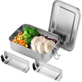 Lunch Box Inox 800 Ml Avec Compartiment Amovible - Petite Boîte à Repas Métal