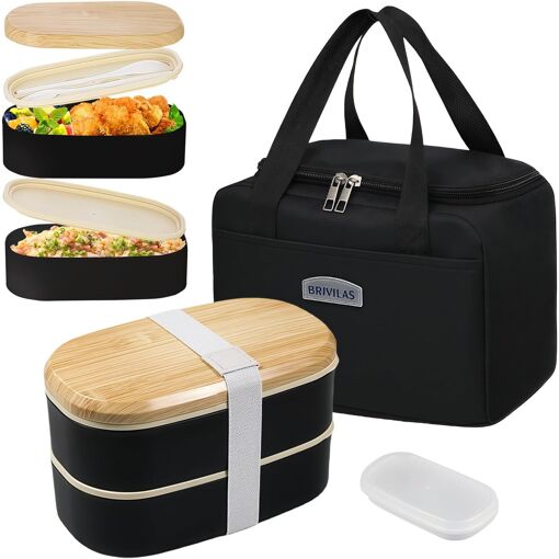 Bento Double Couche Kit Lunch Box Bento 1400ml - Boîte Repas Hermétique Avec Sac Isotherme - Parfait Pour Travail, École Et Pique-Nique Lunch Box Hermétique