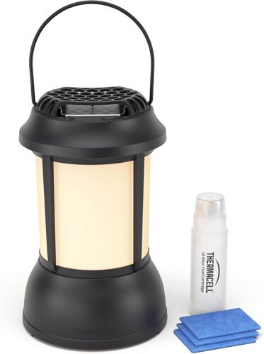 Lampe Anti Moustiques Et Moustiques Tigres - Extérieur, Jardin, Terrasse - Sans Fil - Zone De Protection 20M² - Inodore - 3 Recharges Incluses Pour 12H De Protection - Lanterne - Noir