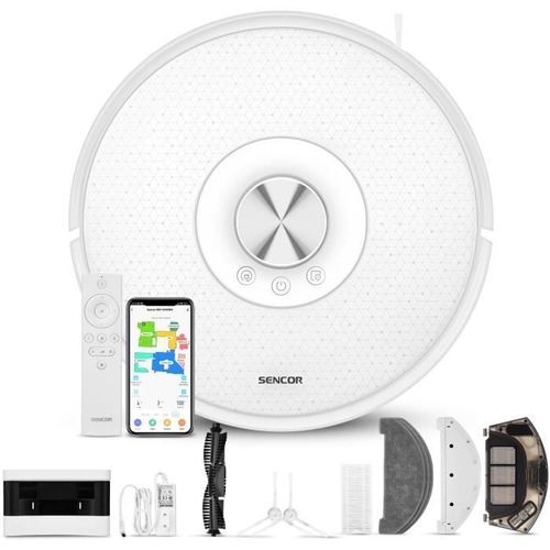 Aspirateur Robot Laveur Sencor SRV 9350WH - 4000 Pa - 200 min - 65 dB - Blanc