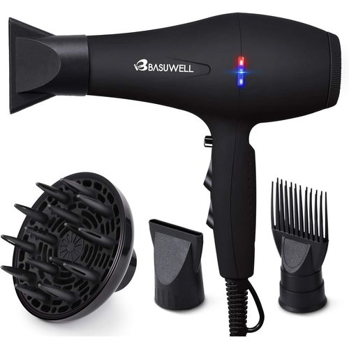 Sèche Cheveux Professionnel 2100W, Salon Sèche-Cheveux avec Diffuseur,Peigne et Buse, Puissant AC Moteur (Noir)