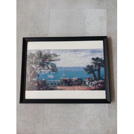 Tableau Point De Croix 42 X 32 Cm Neuf Cadre Noir