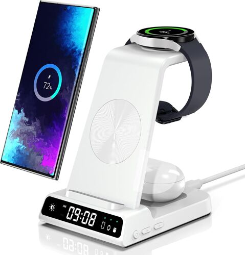 SJZG-Chargeur Induction Pour Samsung, Station De Charge 3 En 1 Pour Samsung S25 Ultra/S25/S24 Ultra/S23/Z Flip 7/Z Flod 6, Chargeur Sans Fil Pour Galaxy Watch 8/8 Classic/Ultra/7/6/5, Galaxy Buds 3/3