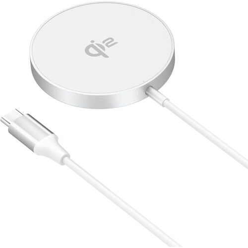 KALANKA-Chargeur Magnétique sans Fil 15W Qi2 Certifié - Charger Magnétique pour MagSafe iPhone, Samsung - Station Recharge pour AirPods, Galaxy Buds ¿ Chargeur Rapide Qi2 sans Fil ¿ Blanc