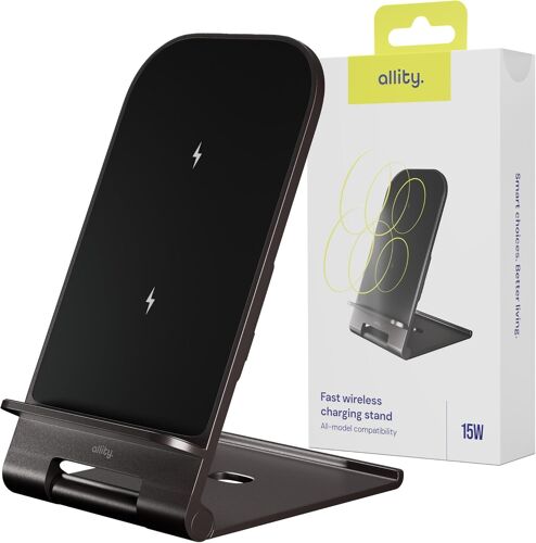 Chargeur Induction 15W Rapide Sans Fil 2 En 1 ¿ Support Téléphone Pliable Aluminium, Stand De Recharge Qi Universel Compatible Magsafe Iphone ¿ Station De Chargement Rapide Usb-C