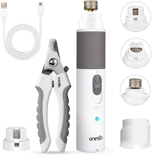 Lime À Ongle Électrique Chien & Chat - Silencieux, 2 Vitesses, 3 Embout, Lime Griffe Chien Rechargeable Avec Câble Usb - Petite, Moyenne, Grande Taille - Toilettage Coupe Ongle Professionnel 