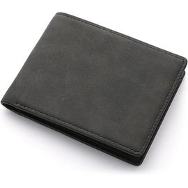 meimie-Portefeuille Homme Cuir,Porte Feuille Pour Noir,Léger Et Élégant,Vintage Givré Sensation,Porte-Carte Homme,Multifonction,Cuir Durable