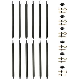 Lot De 6 Poteaux De Filet De Sécurité Ø25mm Pour Trampolines Avec Mousse, Visserie Et Capuchon (Longueur Totale 215cm)