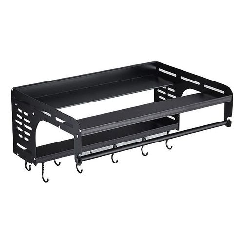 Support mural pour four à micro-ondes en aluminium noir