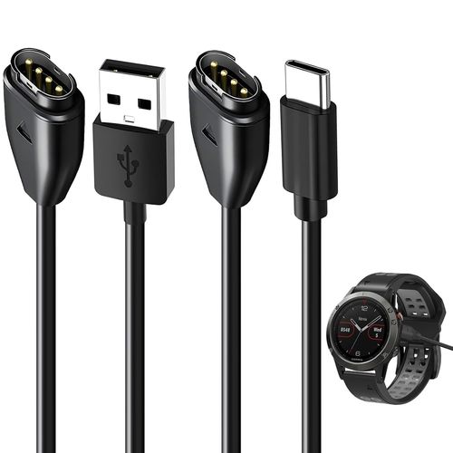 TZF-2PCS Cable Chargeur USB Compatible avec Garmin Vivoactive 5 4 3 3S 4S, Câble Chargeur Montre 1m pour Montre Connectée, Recharge Rapide Compatible avec Forerunner, Câble de Rechange USB C pour Mon