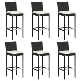 Vidaxl Tabourets De Bar Avec Coussins Lot De 6 Noir Résine Tressée