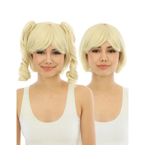 Perruque Manga Avec Couettes Détachables Luxe Blonde