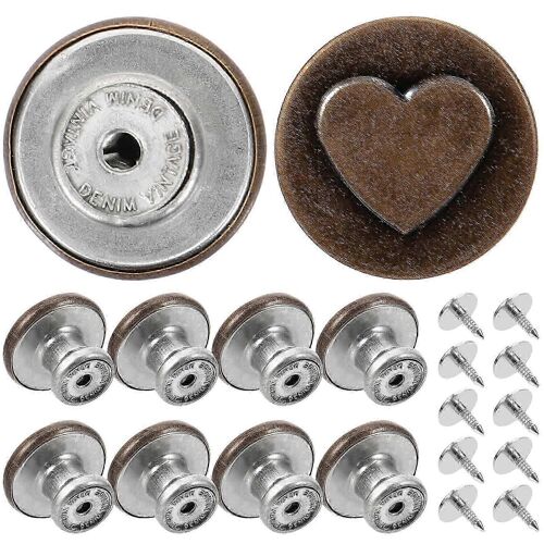 Lot de 10 boutons de rechange pour jeans et pantalons, en métal