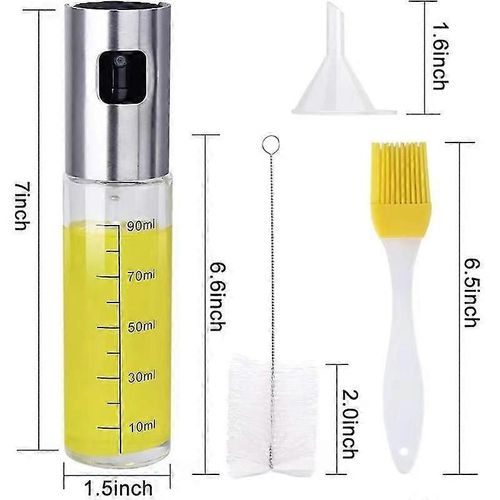 Spray D'huile, Spray D'huile Pour Friteuse À Air, Vaporisateur D'huile De Cuisson De 100 Ml, Flacon Pulvérisateur D'huile Avec Brosse Et Entonnoir A