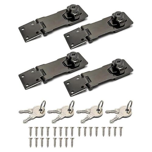 Serrures à moraillon à clé, paquet de 4 serrures à bouton rotatif de 4 pouces pour armoire, loquet de verrouillage à clé, serrure de sécurité avec Mo
