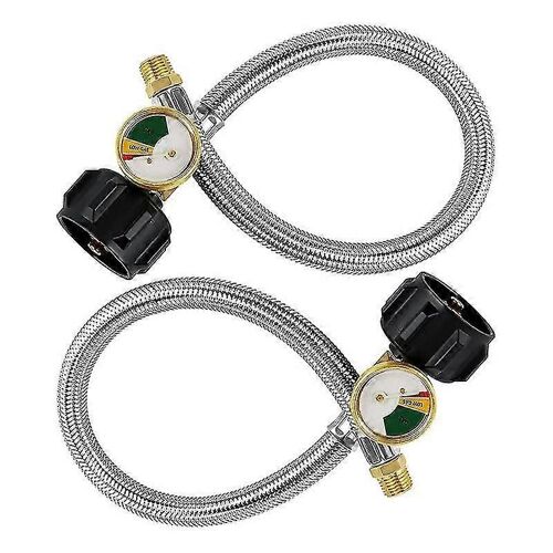 Tuyau de propane tressé en acier inoxydable pour camping-car de 15 pouces avec jauge pour réservoirs de 5 à 40 lb