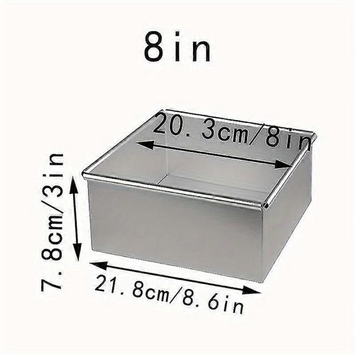 Moule À Gâteau Carré En Alliage D'aluminium Qi Feng (8 Pouces), 1 Pièce, 4/5/6/8/9/10 Pouces, Avec Fond Anodisé, Fournitures De Pâtisserie, Plusieurs Spécifications, Base Mobile, Antiadhésive, Brico