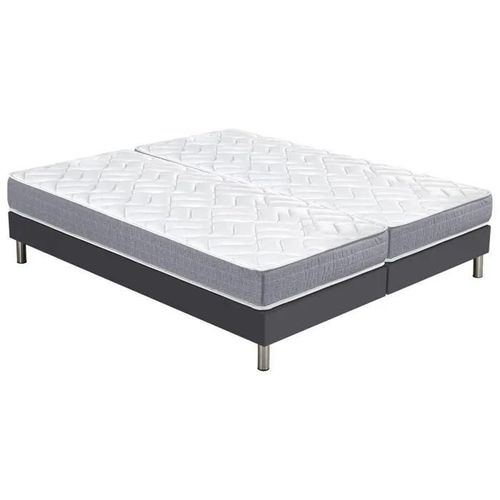 Matelas Maryland + sommier SR15 - 2x80x200 - Mousse - Hauteur 20 cm - Soutien ferme