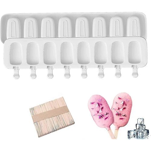 Moules À Glace En Silicone, Moule À Gâteau Magnum, 2 Pièces + 50 Bâtonnets De Glace, Glaces Glacées Maison, Moule À Glace Antiadhésif Réutilisable Sans Bpa