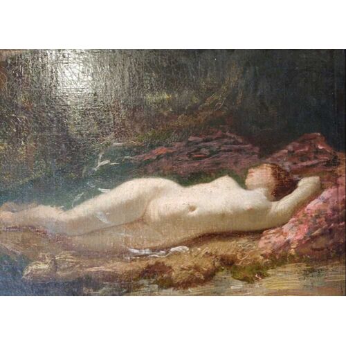 Huile Sur Toile Femme Nue Sous Les Bois