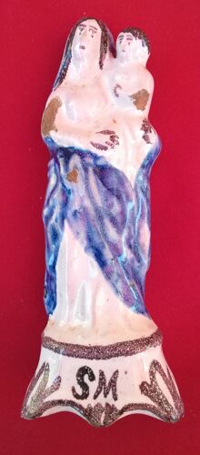 Ancienne Vierge Polychrome Saint Marie À L'enfant