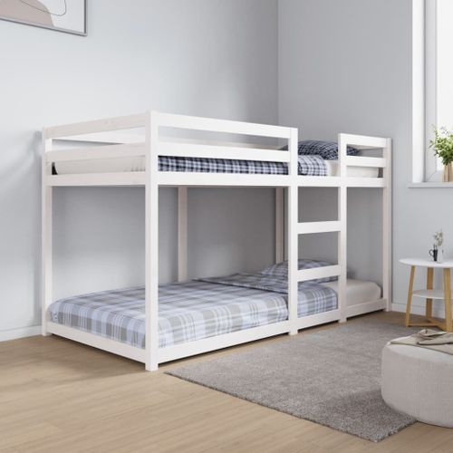 Lit Superposé 90x190 Cm Pin Massif Blanc Solide