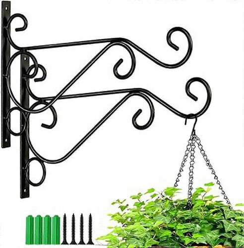 Support Mural Pour Plantes De Balcon, 2 Pièces, Avec Vis, Panier Suspendu En Fer Forgé