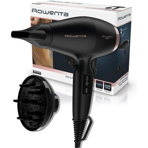 Compact Pro - Sèche-cheveux haute puissance 220 W, moteur professionnel AC, haute performance, 4 réglages/température, coup d'air froid, buse concentratrice 9 mm, diffuseur boucles, CV6930
