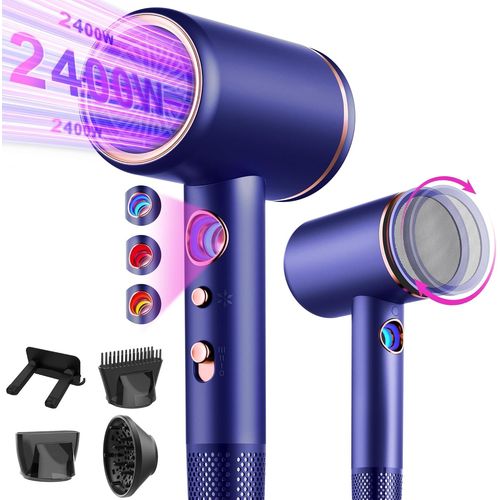 Seche cheveux ionique professionnel avec moteur AC 2400 W, diffuseur de cheveux 4 en 1, bouton chaud/froid, 3 niveaux de chauffage, 3 niveaux de vitesse, avec