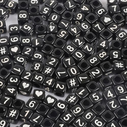 Perles De Chiffres Acryliques 6x6mm 100 Pièces