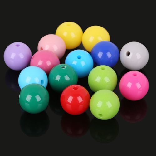 Perles Acryliques Unies 12mm 40pcs/Sac