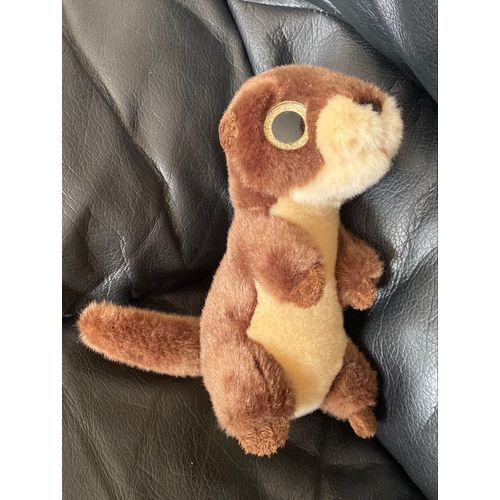 Doudou peluche loutre marron et beige yeux brillants 20cm