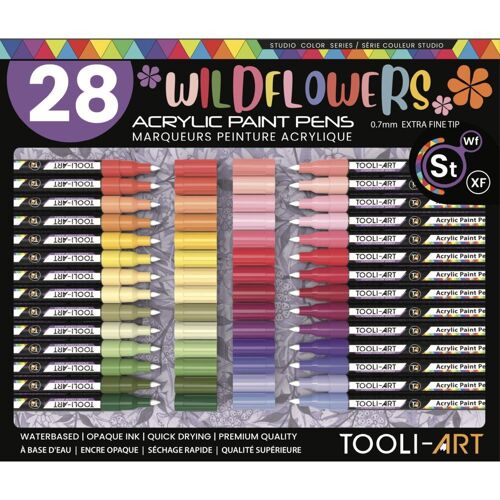 Tooli Marqueur Acrylique Set Fleurs Sauvages 28 Couleurs Ef 07mm