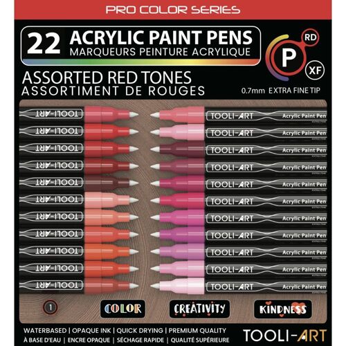 Tooli Marqueur Acrylique Set Rouge 22 Couleurs Ef 07mm