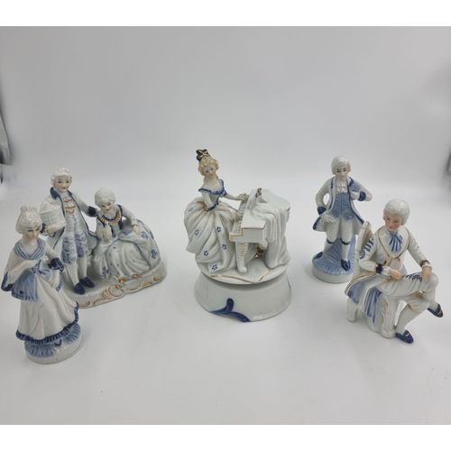 Lot boite à musique personnages en valse en céramique ou porcelaine