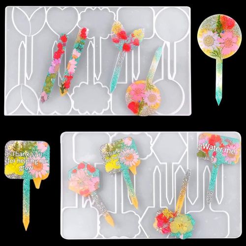 Letnerny-2 Pieces Moule Resine Epoxy Etiquette Plantes, Moulle Silicone Resine Marqueur De Type-T, Moule Semis Etiquette Pour Jardin Fleurs Plantes En Pot (Moule Resine)