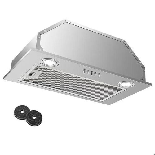 Hotte aspirante encastrable - Inox - 52 cm - Recyclage & Evacuation - 3 Vitesses - 300 m³/h