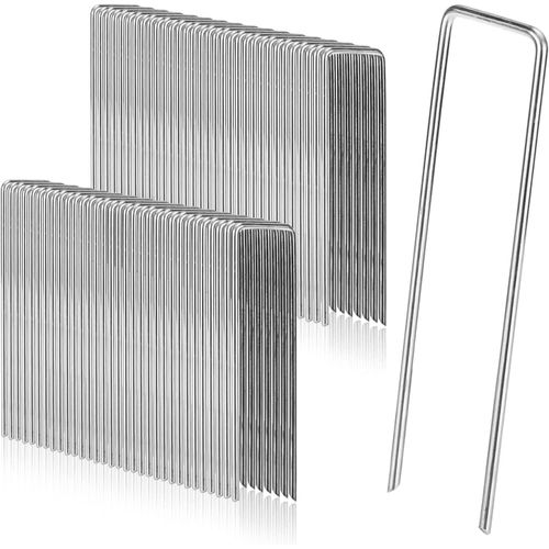 Asfasfq-Lot De 50 Piquets D'ancrage Anti-Rouille Pour Toile Anti-Mauvaises Herbes, Galvanisés Et Anti-Rouille En Fil D'acier, Piquets De Sol, Tente, Crochets De Fixation Stables, 200 Mm De Long, 40 M