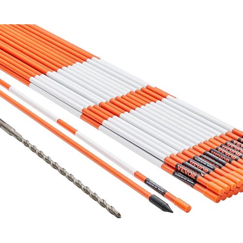 LETNERNY-Marqueurs D'Allée Lot De 30 Piquets À Neige Fibre De Verre Orange 0,78X121,5 Cm Grande Visibilité Bande Réfléchissante Foret Acier D'Installation 30 Cm Gants De Protection Pour Parkings, All