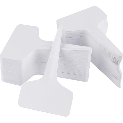 Letnerny-200 Pièces Étiquettes De Plantes Durables Étiquettes Marqueurs T-Type Imperméable Marqueurs T Tag Plante - Premium Nursery Garden Étiquettes - Eco Friendly - Blanc Grisâtre (6 X 10cm)