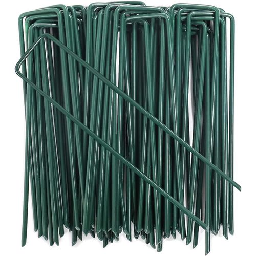 Jum-Lot De 50 Agrafes Pour Jardin,Gazon Artificiel,Piquets De Fixation De Jardin Pour Toile De Paillage,Le Treillismétallique,Vert