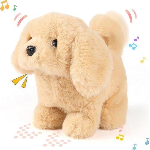 chien de promenade golden retriever interactif électronique animal de compagnie jouet en peluche chiot woof et tête de hochement de tête animée en mouvement cadeau pour l'anniversaire des tout-petits,